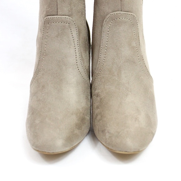 Round Toe Suede Clear Perspex Lucite Heel Bootie - Picture 4 of 5